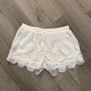 Ina White Lace Women Shorts
